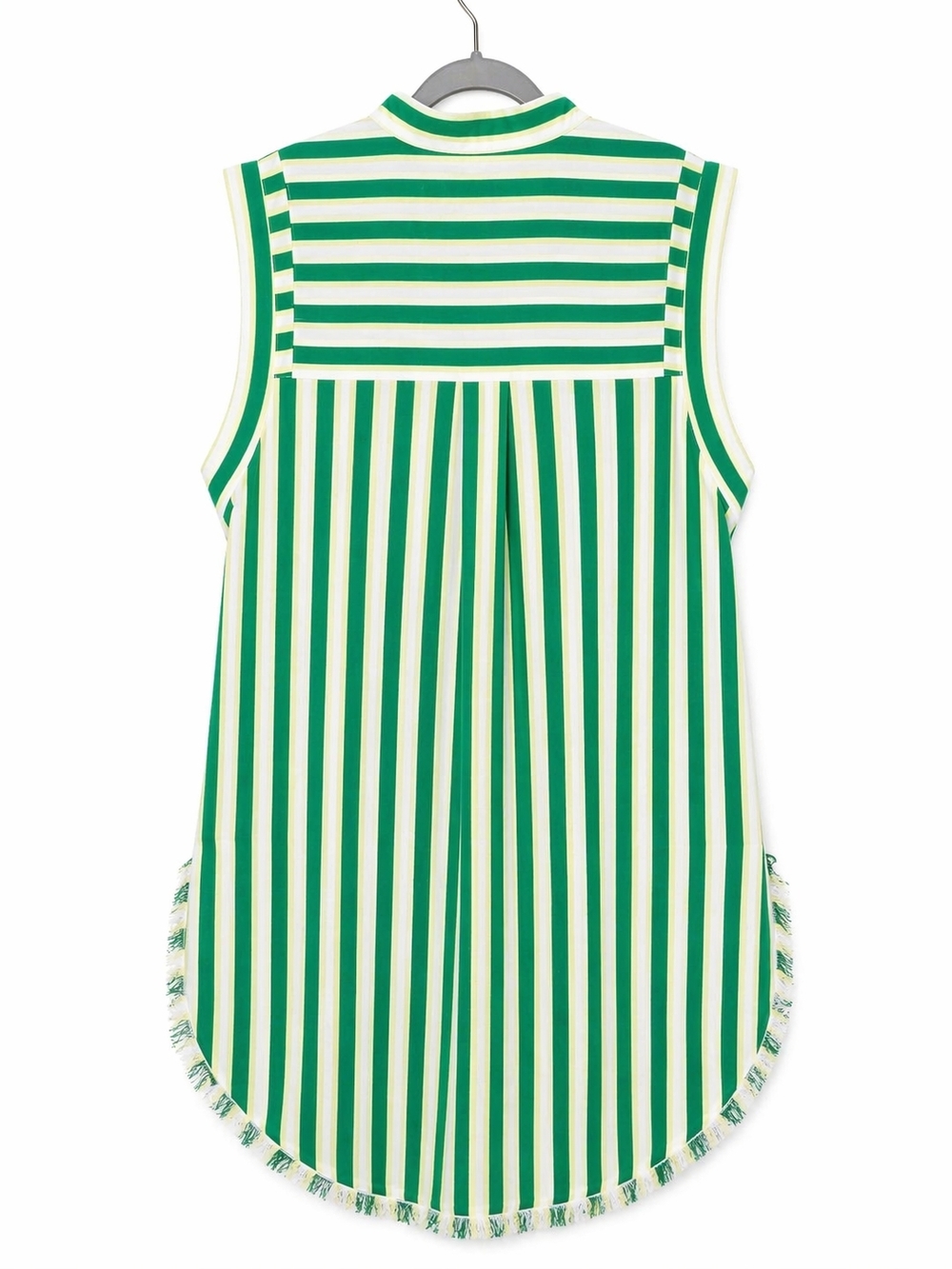Free People Half Moon Tunic Dress Green Stripe Raw Hem Boho Large - Picture 5 of 9